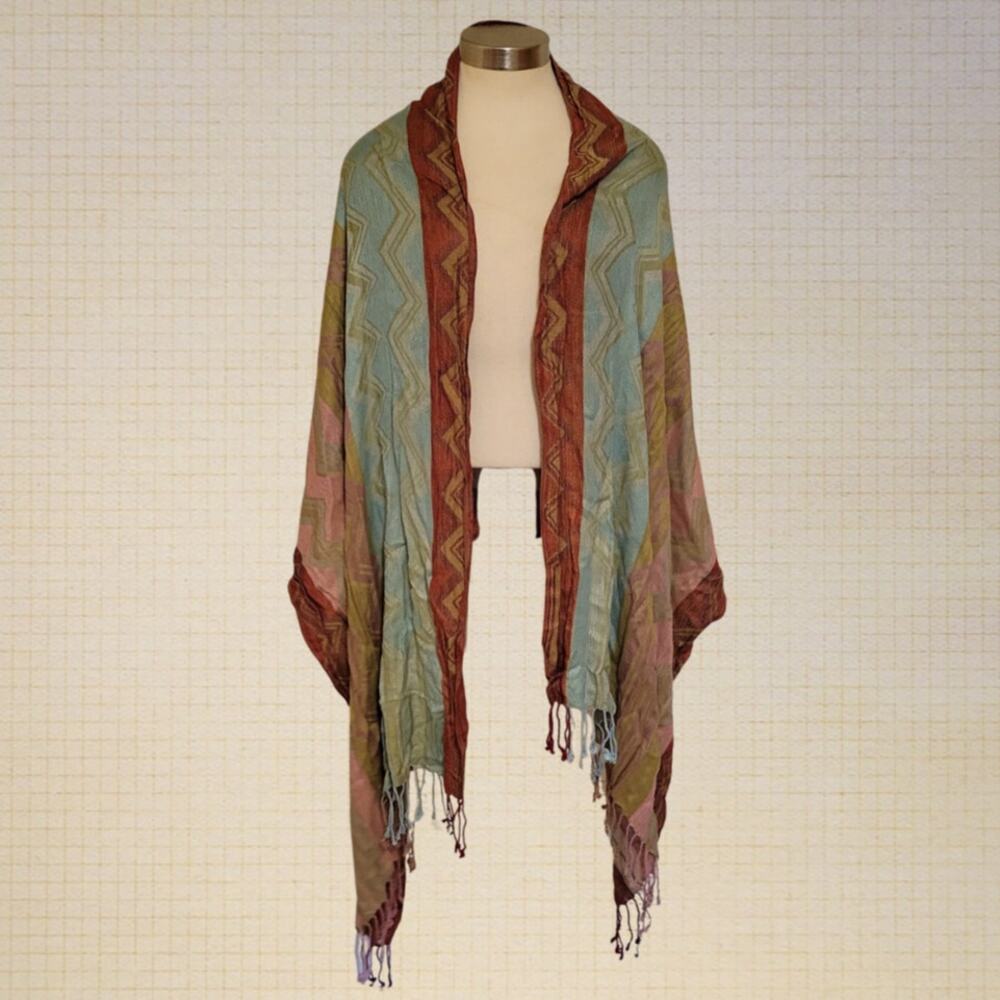 Colorful Zigzag Pattern Reversible Viscose Pashmina Scarf 80x28